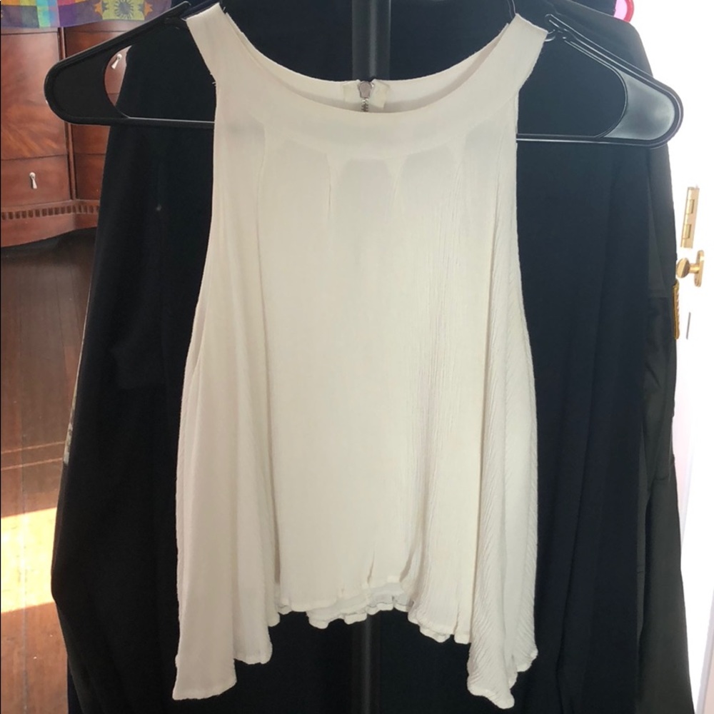 High neck, white blouse
